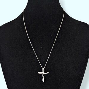 Swirling CZ Cross Pendant Necklace